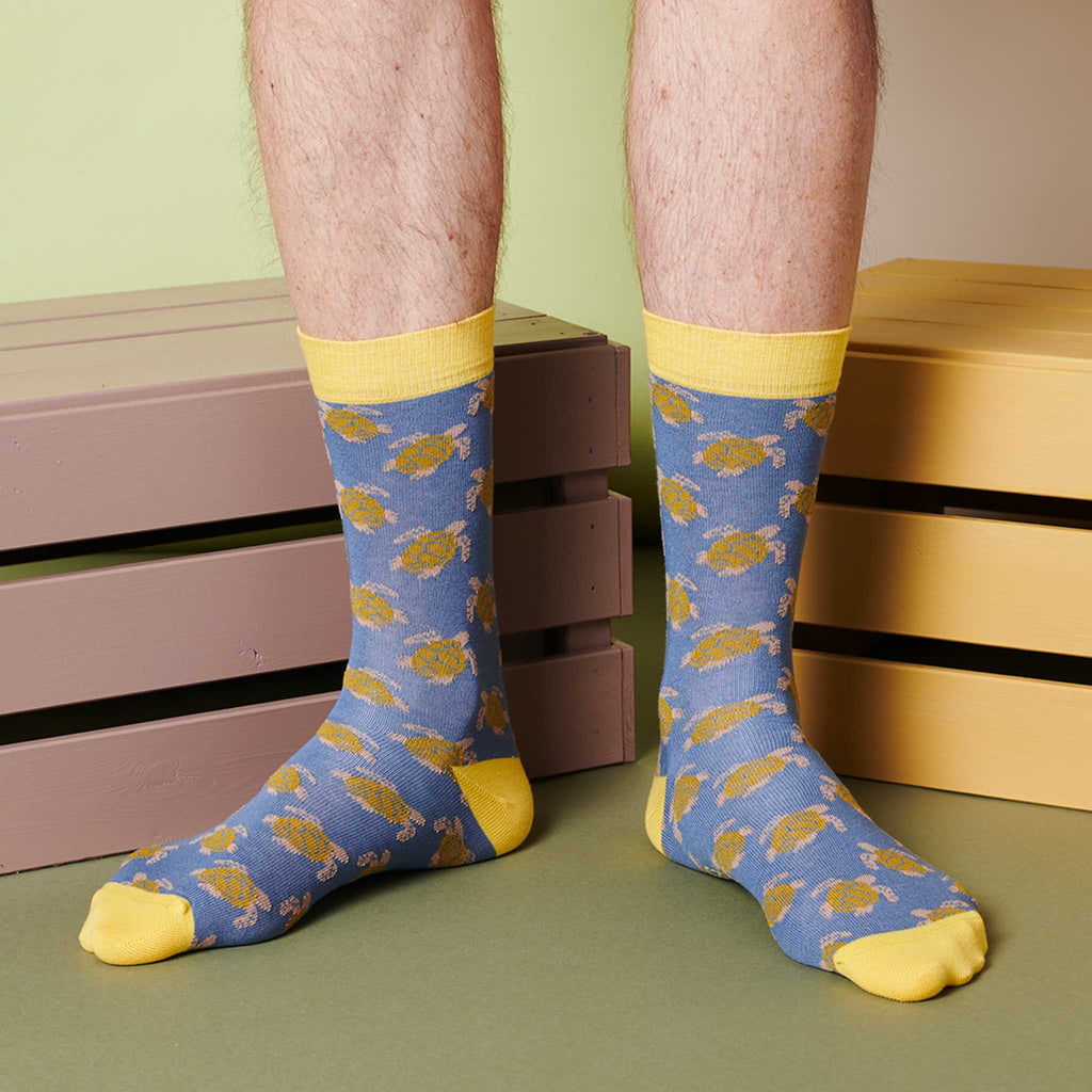 ANKLE SOCKS - cotton - men's - TURTLES - smoky blue - CASE SIZE 3