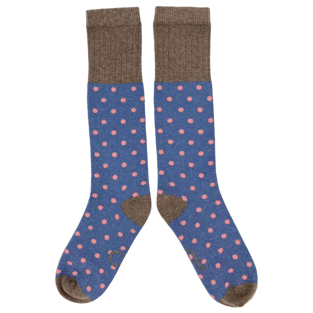 KNEE SOCKS - lambswool - women's  -  small spot - navy - CASE SIZE 3