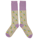 KNEE SOCKS - lambswool - women's  - blue tit - oat & lilac - CASE SIZE 3