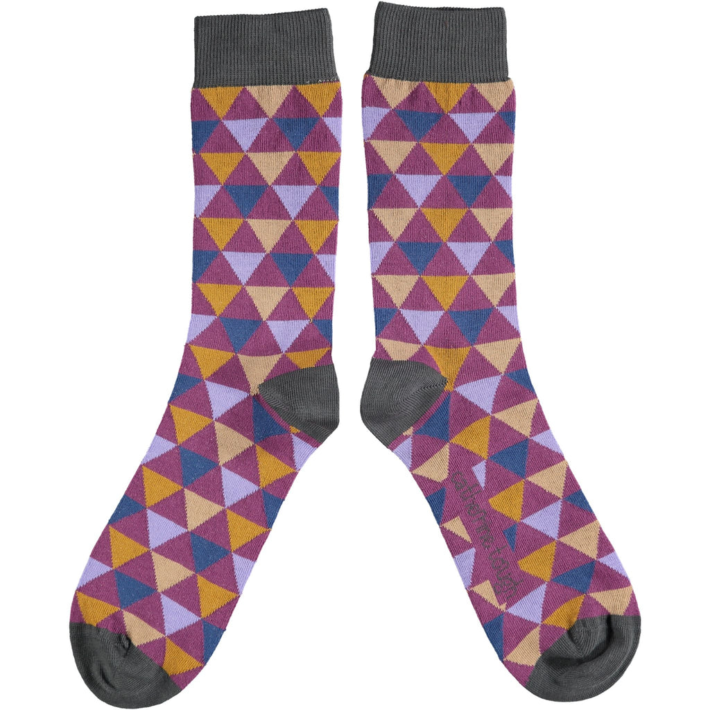 ANKLE SOCKS - cotton - men's - TRIANGLE - purple - CASE SIZE 3