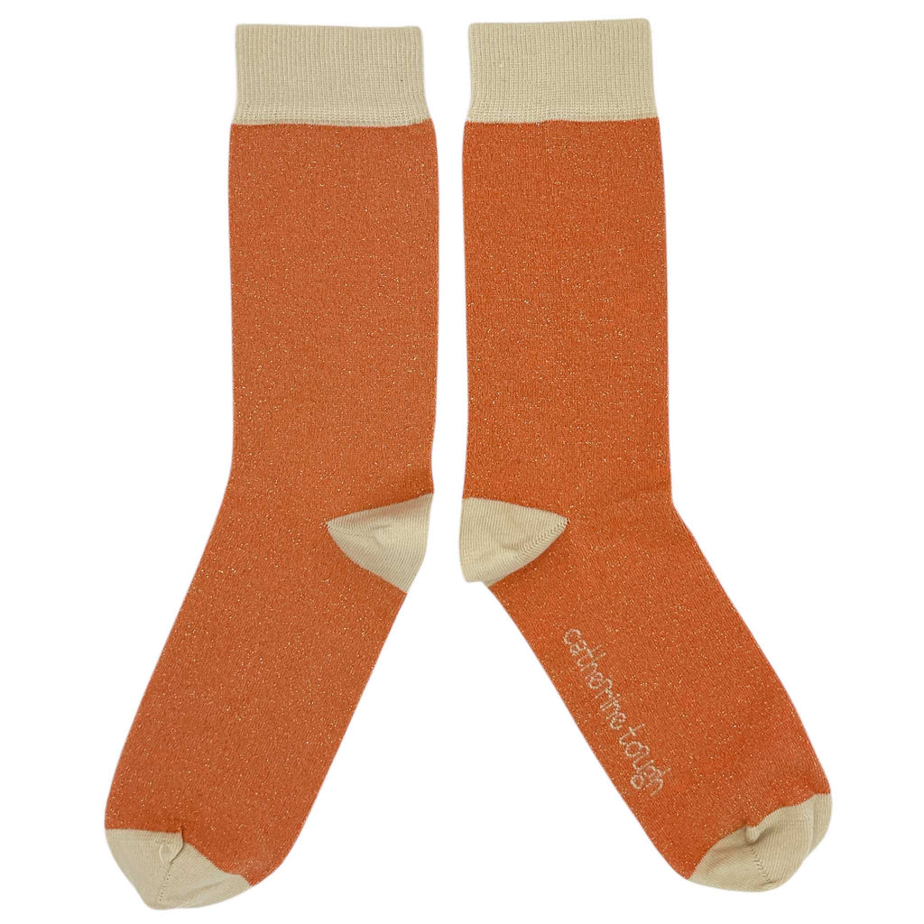 ANKLE SOCKS - cotton - women's - LUREX - coral/oatmeal - CASE SIZE 3