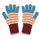 KIDS GLOVES - stripe - sea green & sienna