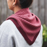 Lambswool Triangle Dark Red & Dusky Pink Stripe Neck Scarf