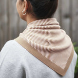 Lambswool Triangle Soft Brown & Oatmeal Stripe Neck Scarf
