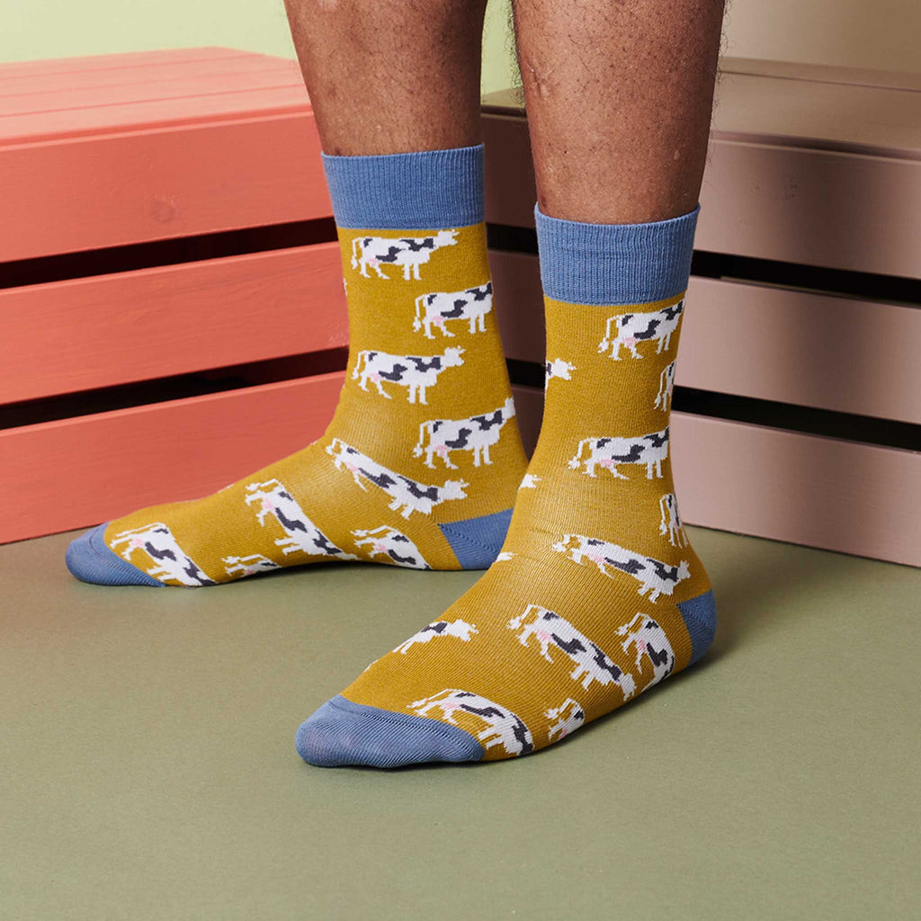 ANKLE SOCKS - cotton - men's - COW - yellow green