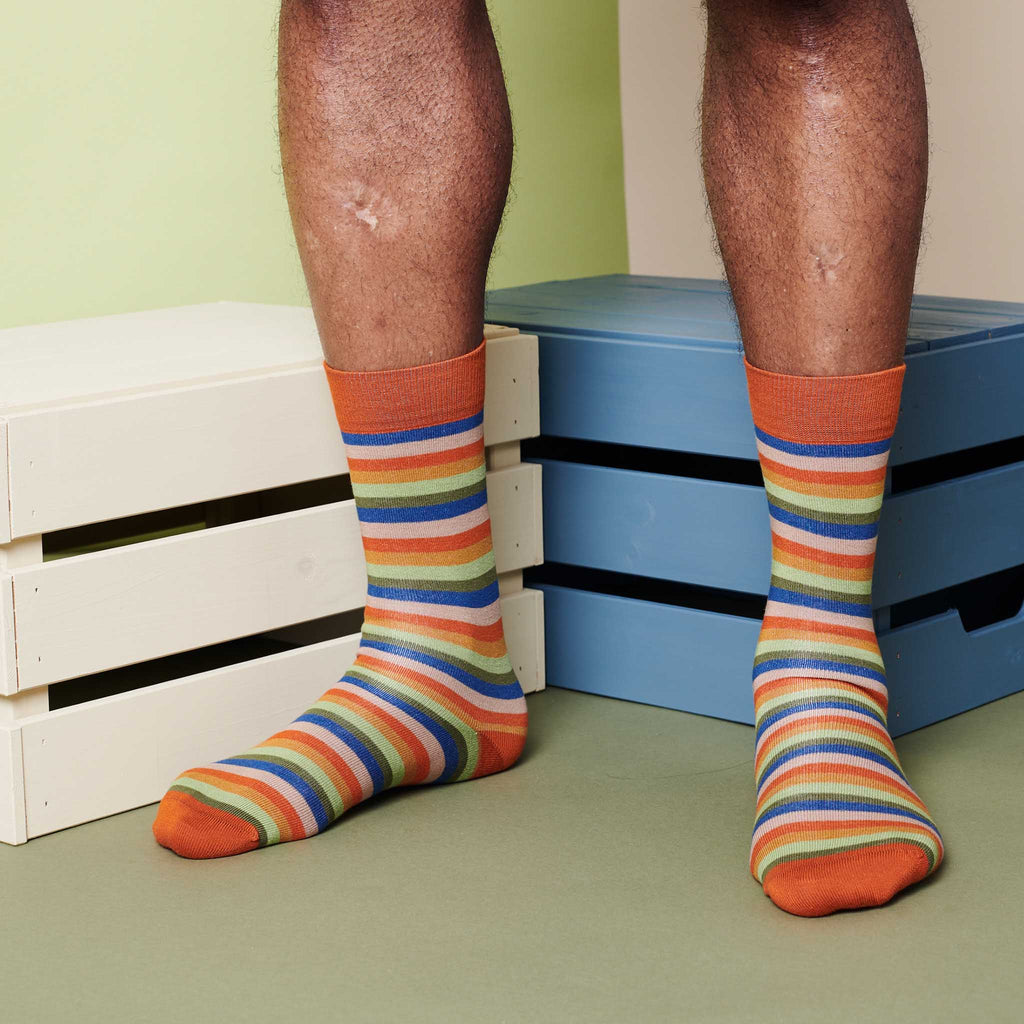 ANKLE SOCKS - cotton - men's - STRIPES - multi 