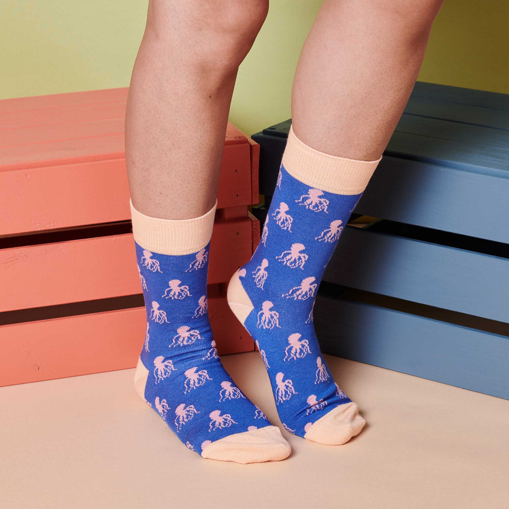 ANKLE SOCKS - cotton - women's - OCTOPUS - bright blue