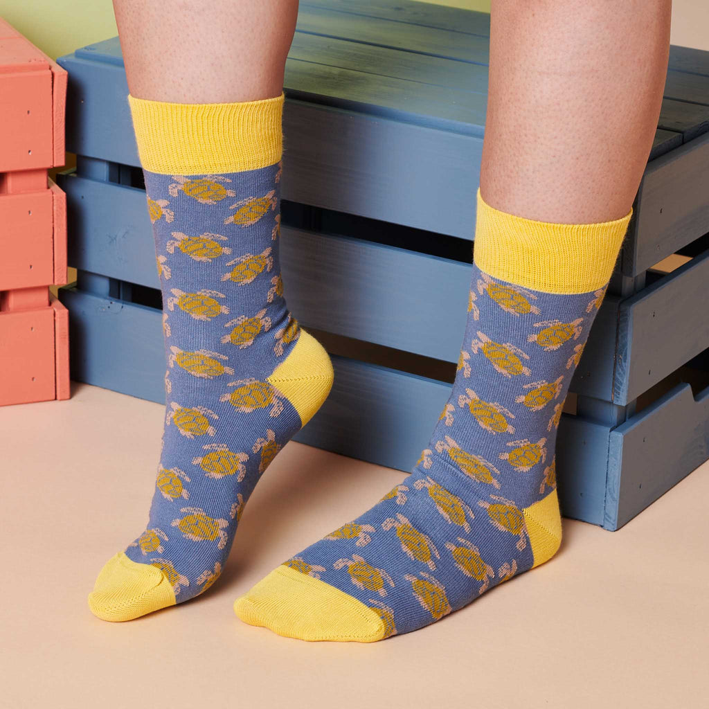 ANKLE SOCKS - cotton - women's - TURTLE - blue