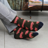 ANKLE SOCKS lambswool men's  pig khaki