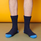 ANKLE SOCKS - lambswool & silk - unisex - navy 