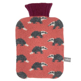 MINI HOTTIE COVER & BOTTLE - rollneck - lambswool - badger - pink