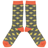 Men's Grey Bee Organic Cotton Ankle Socks