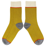 Unisex Organic Cotton Ribbed Ankle Socks - Lime Green Block