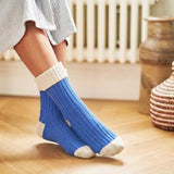 China Blue & Oatmeal Cashmere Blend Slouch Socks