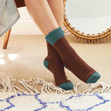 SLOUCH SOCKS - cashmere mix - COCOA/TEAL - CASE SIZE 3