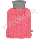  HOTTIE COVER - cable knit - cashmere mix -  coral / grey