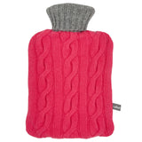 HOTTIE COVER - cable knit - cashmere mix -  coral / grey