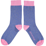 ANKLE SOCKS - cotton - women's - LUREX - bright blue & pink  - CASE SIZE 3