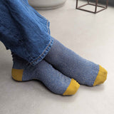 ANKLE SOCKS - cotton - women's - LUREX - navy/lime - CASE SIZE 3