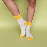 Oatmeal & Bright Yellow Cashmere Blend Slouch Socks