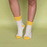 Oatmeal & Bright Yellow Cashmere Blend Slouch Socks
