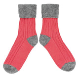 SLOUCH SOCKS - cashmere mix - CORAL / GREY - CASE SIZE 3