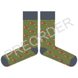 ANKLE SOCKS - cotton - men's -  FOXES - green - CASE SIZE 3