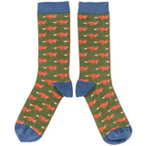 ANKLE SOCKS - cotton - men's -  FOXES - green - CASE SIZE 3