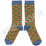 ANKLE SOCKS - cotton - men's -  FOXES - green - CASE SIZE 3