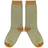 Women's Khaki & Ginger Glitter Organic Cotton Ankle Socks