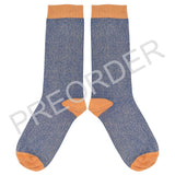 ANKLE SOCKS - cotton - women's - GLITTER - bright blue/peach - CASE SIZE 3