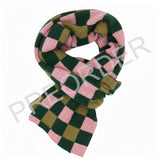 SCARF - Lambswool - Squares - Green/Pink