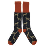 KNEE SOCKS - lambswool - men's  - dogs - grey - CASE SIZE 3