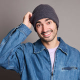 Lambswool Ribbed Beanie - Charcoal