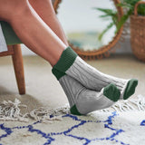 SLOUCH SOCKS - cashmere mix - GREY/FOREST GREEN - CASE SIZE 3