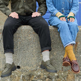 Unisex Recycled Silk Blend Chunky Socks - Grey & Yellow