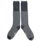 KNEE SOCKS - lambswool - women's  - stripe - grey - CASE SIZE 3