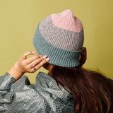 HAT - beanie - dusky pink & sea green marl