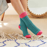 SLOUCH SOCKS - cashmere mix - JADE/CORAL - CASE SIZE 3