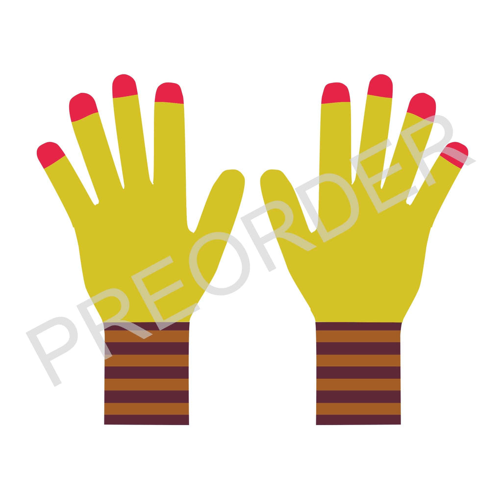 KIDS GLOVE - Lambswool - Finger Tips - Yellow/Red