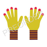 KIDS GLOVE - Lambswool - Finger Tips - Yellow/Red