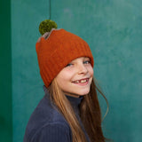 KIDS HAT - lambswool - tip - rust & soft brown