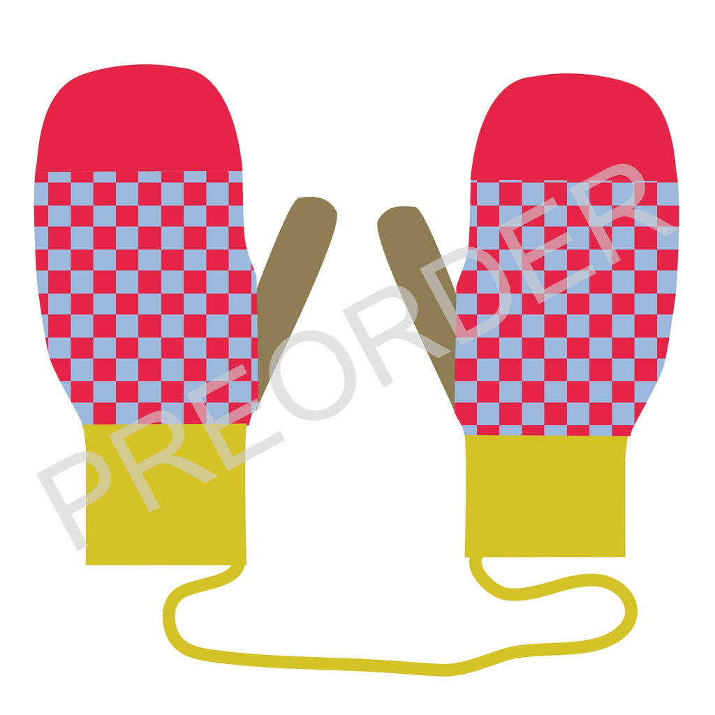 KIDS MITTEN - Lambswool - Check - Red/Light Blue