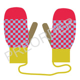 KIDS MITTEN - Lambswool - Check - Red/Light Blue