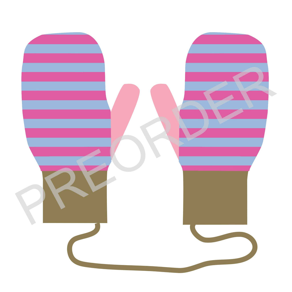 KIDS MITTEN - Lambswool - Stripe - Pink/Light Blue