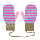 KIDS MITTEN - Lambswool - Stripe - Pink/Light Blue