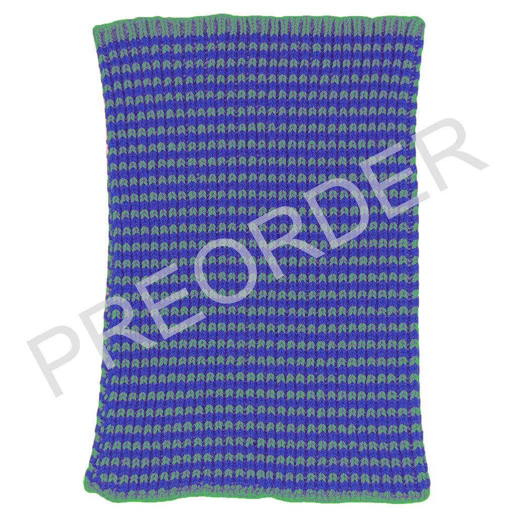 MINI SNOOD - Lambswool -  Thin Stripe - Lime/Blue