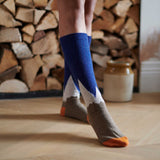 Ladies Navy & Orange Mountain Lambswool Knee Socks