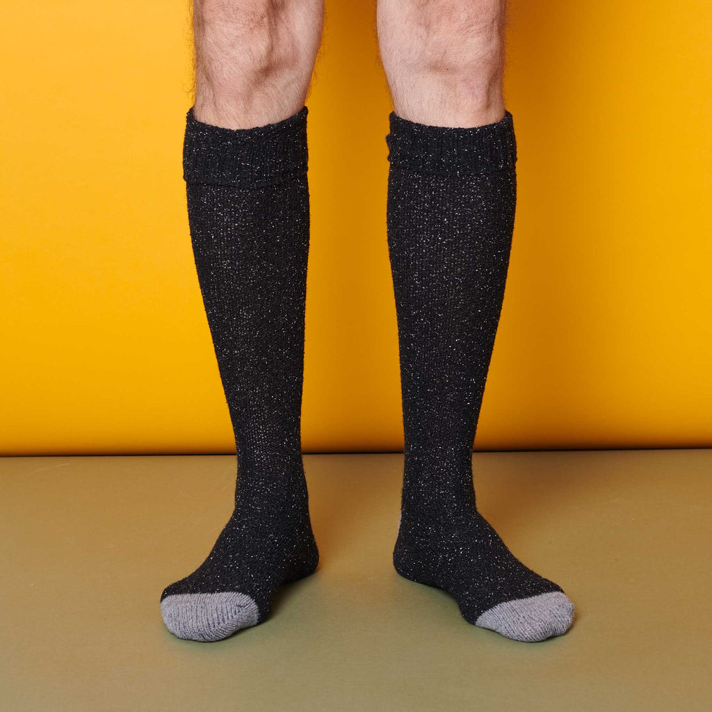 KNEE SOCKS - lambswool & silk - unisex - charcoal 