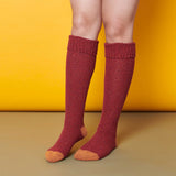 Unisex Red & Rust Recycled Silk Blend Knee Socks